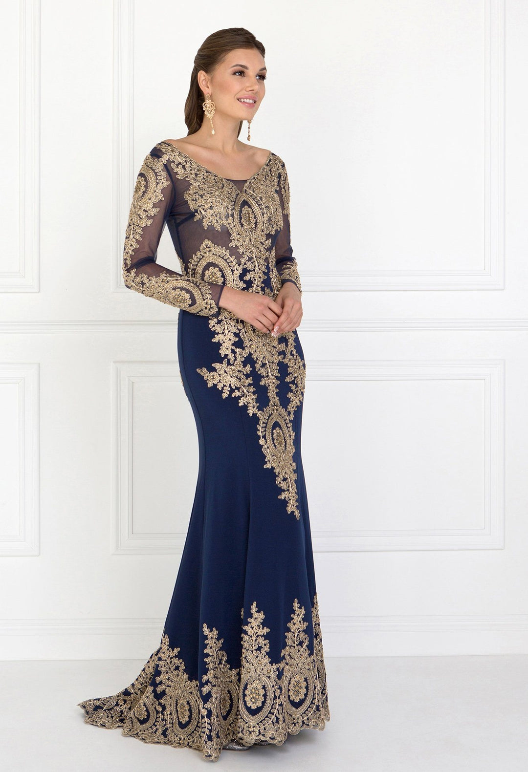 Embellished Long-Sleeve Mermaid Gown by Elizabeth K GL1597 ABC Fashion Embellished Long-Sleeve Mermaid Gown by Elizabeth K GL1597 ABC Fashion