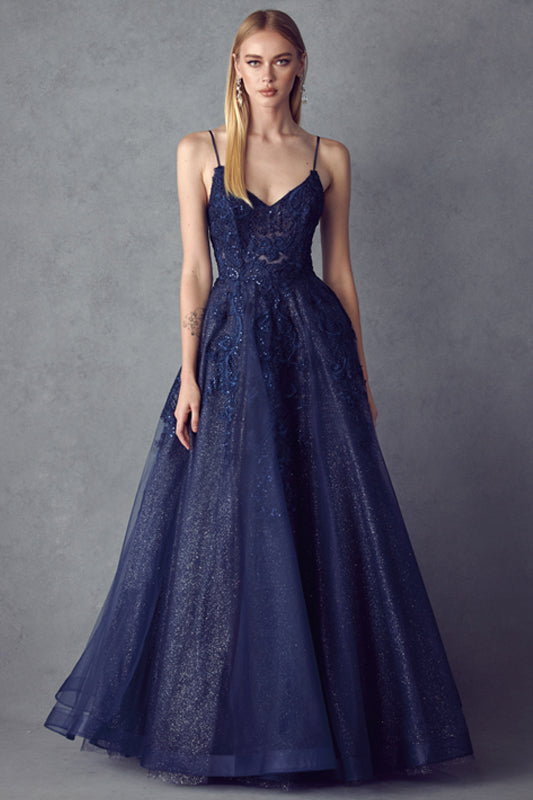 Embellished Long Sleeveless Tulle Dress by Juliet 251