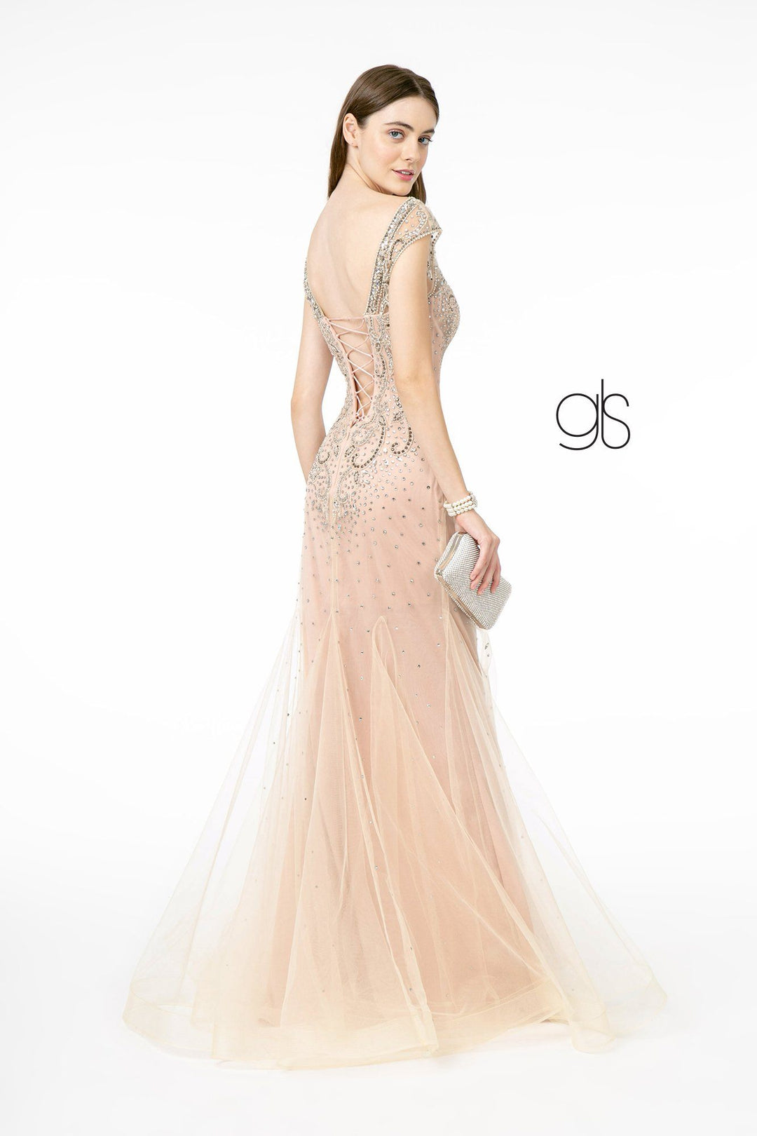 Embellished Mermaid Gown with Corset Back by Elizabeth K GL2945