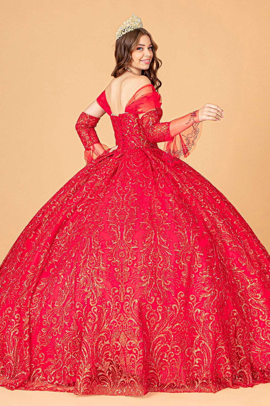 Embellished Off Shoulder Ball Gown by Elizabeth K GL3073