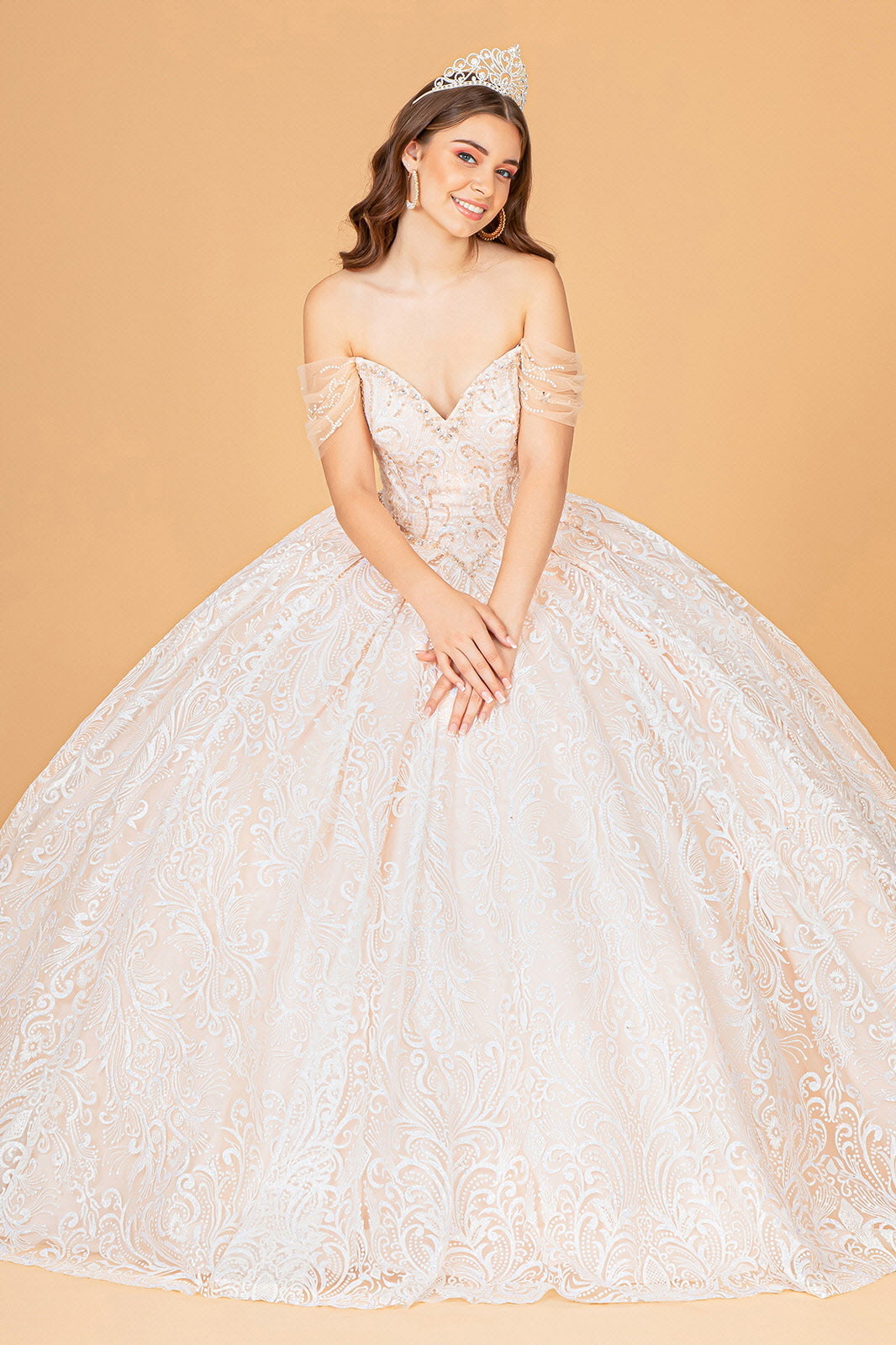 Embellished Off Shoulder Ball Gown by Elizabeth K GL3073