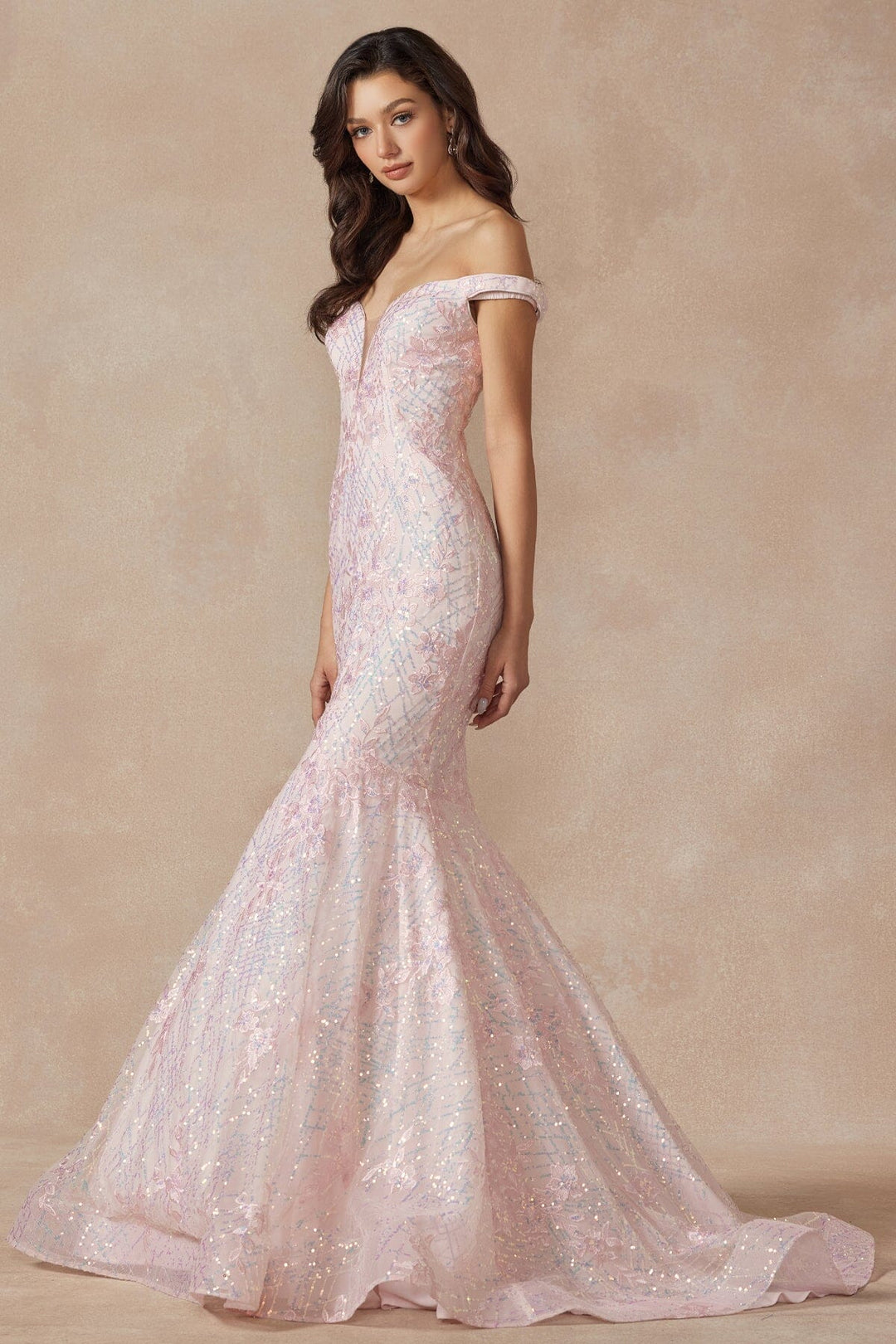 Embellished Off Shoulder Mermaid Dress by Juliet 2412 ABC Fashion Embellished Off Shoulder Mermaid Dress by Juliet 2412 ABC Fashion