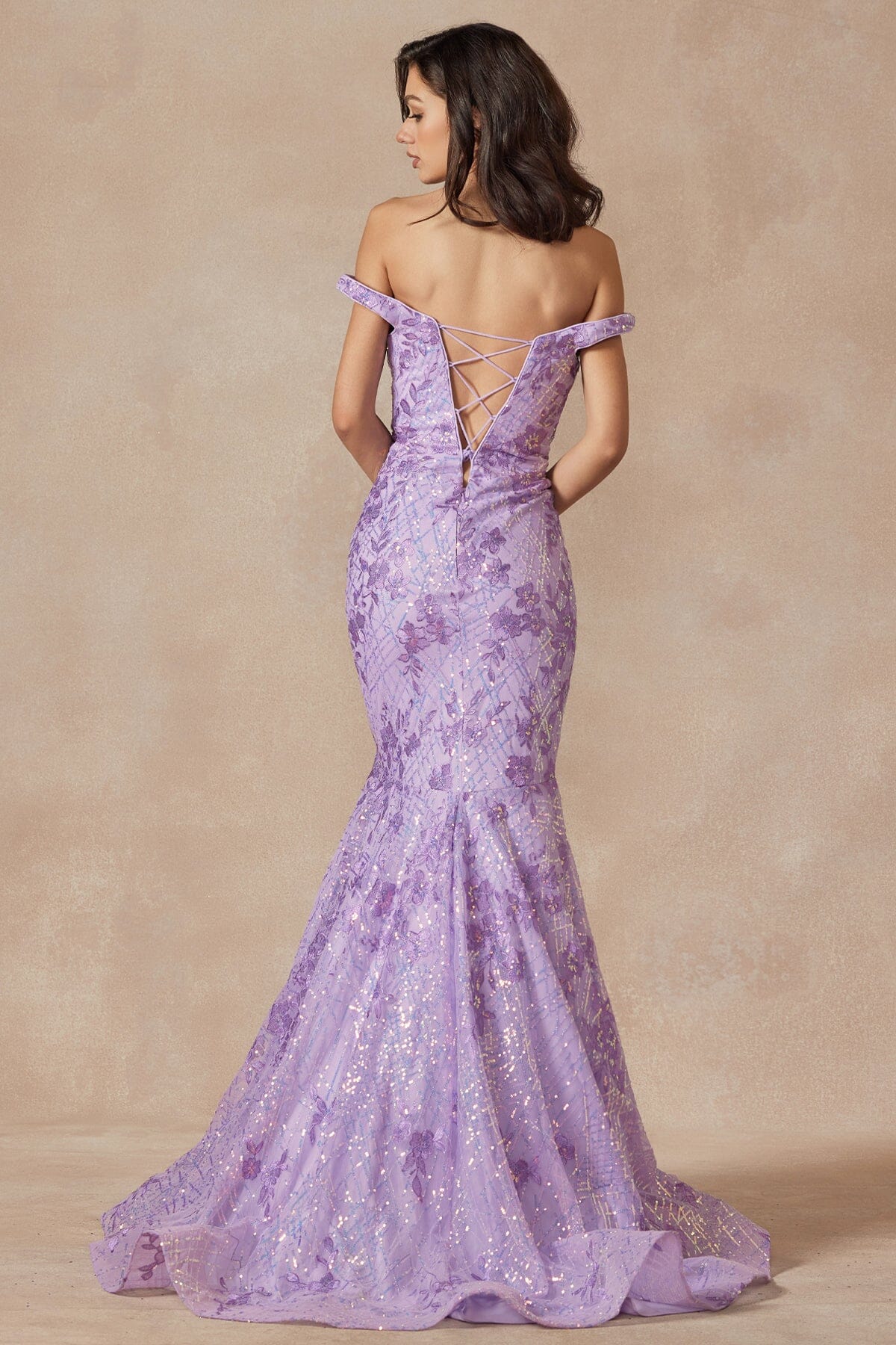 her rip to 【Rhone Ponte Mermaid Dress】　M Embellished Off Shoulder Mermaid Dress by Juliet 2412 – ABC