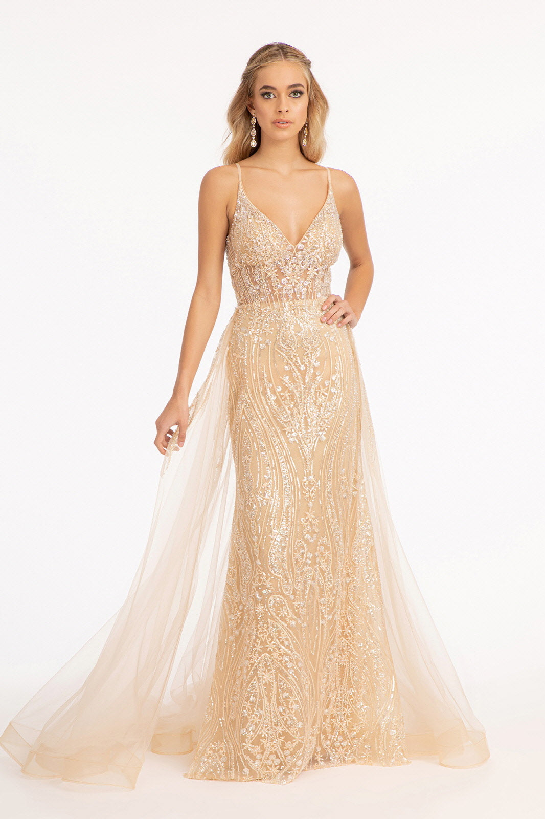 Embellished Overskirt Gown by Elizabeth K GL3043