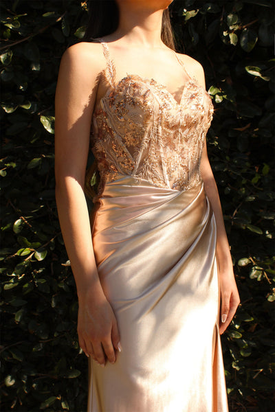 Embellished Satin Gown by Cinderella Divine CDS412