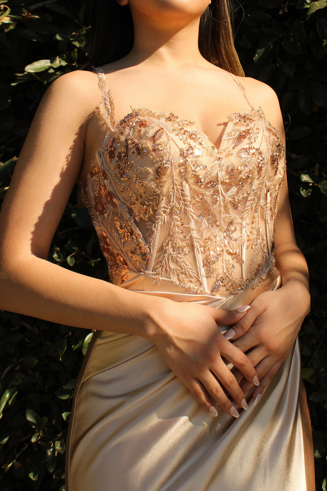 Embellished Satin Gown by Cinderella Divine CDS412