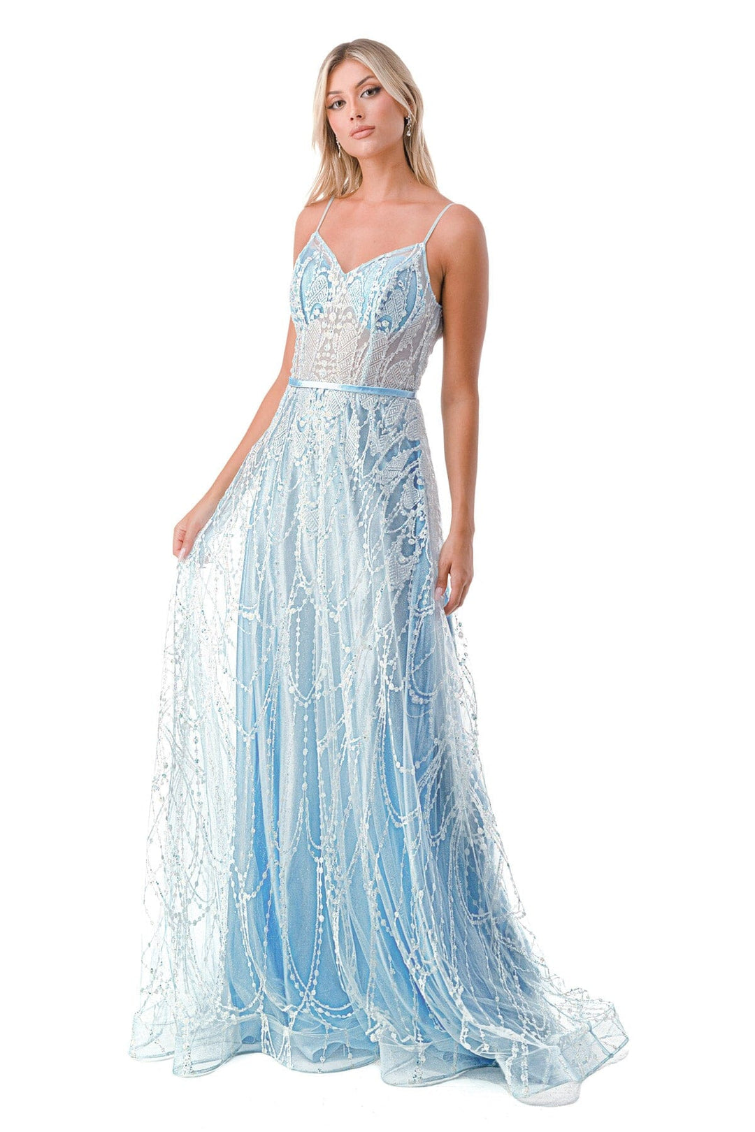 Embellished Sheer Sweetheart A-line Gown by Coya L2775B