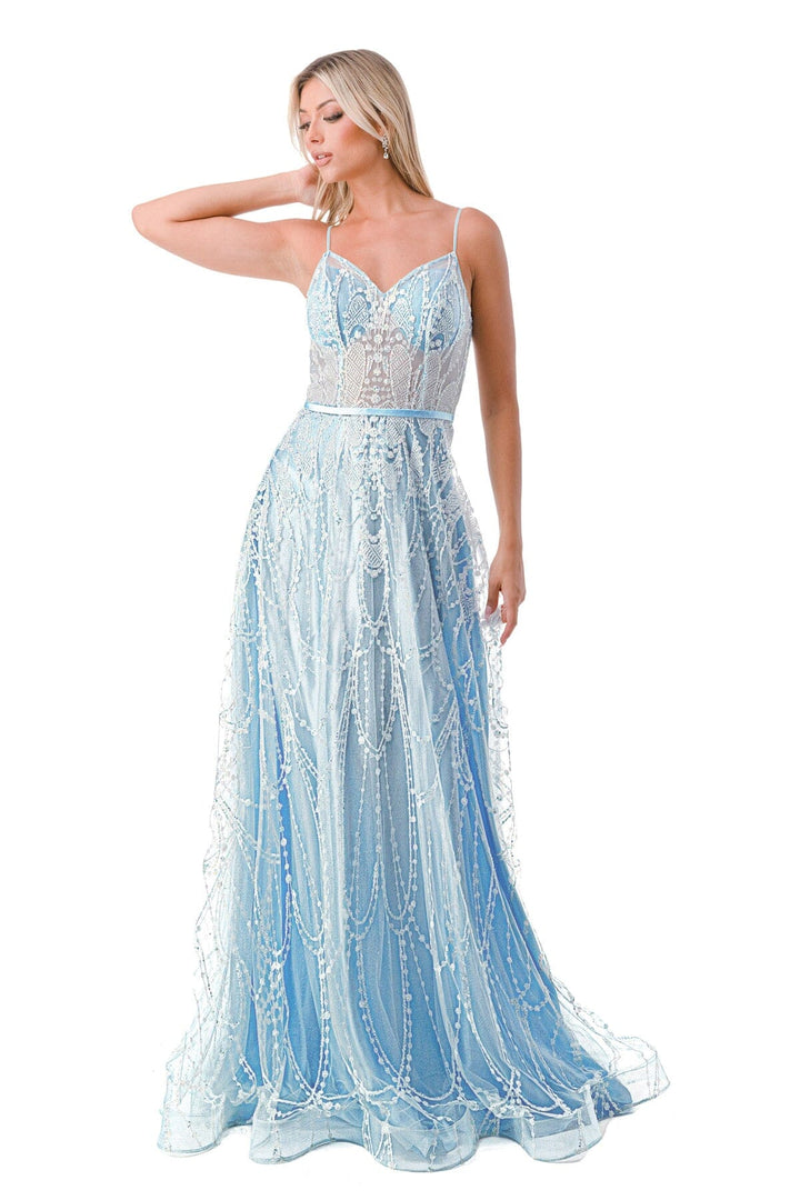 Embellished Sheer Sweetheart A-line Gown by Coya L2775B