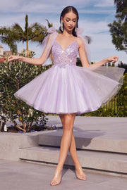 Embellished Short A-line Dress by Cinderella Divine CD0174