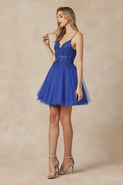 Embellished Short Glitter Tulle Dress by Juliet 863