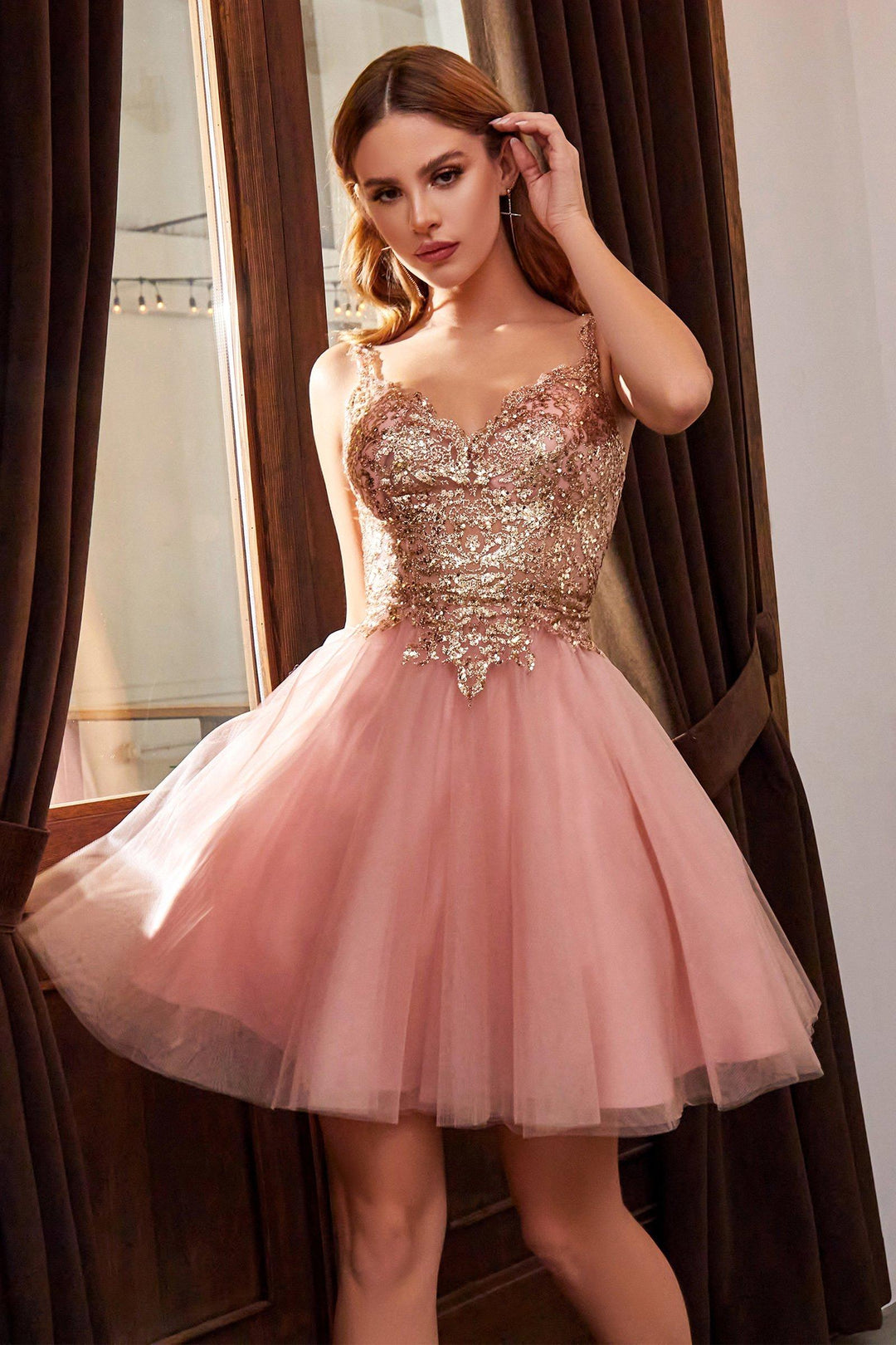 Embellished Short Tulle Dress by Cinderella Divine 9239