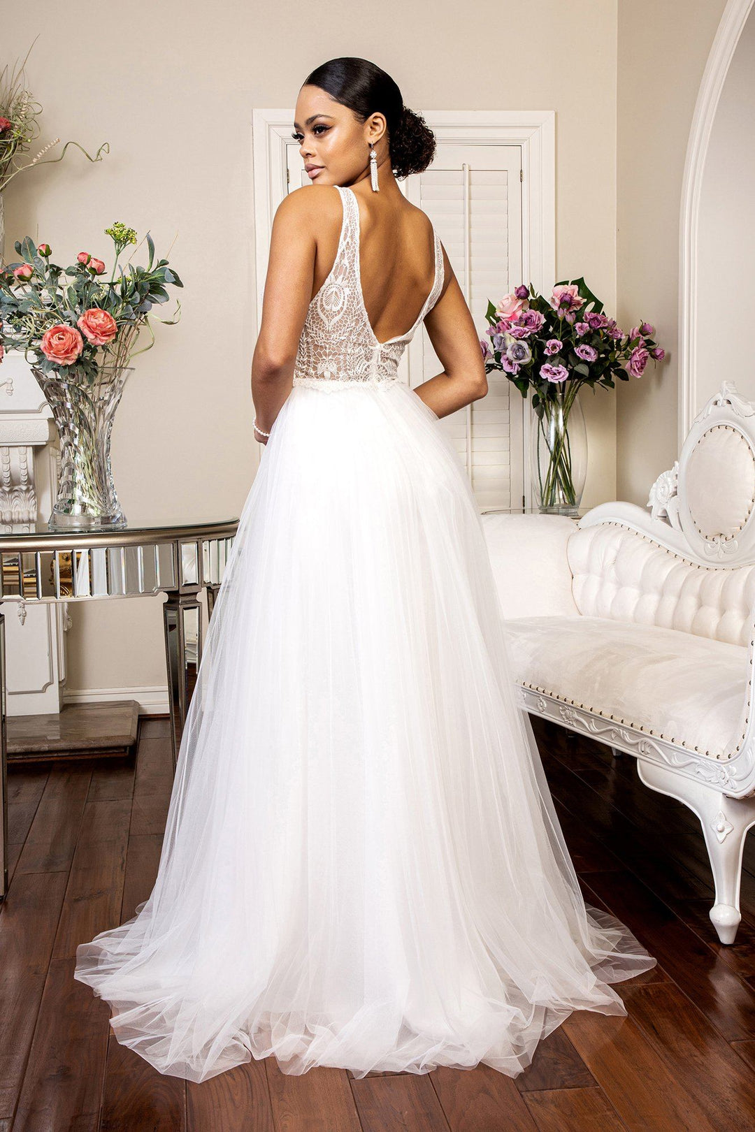 Embellished V-Neck Wedding Dress by Elizabeth K GL1901