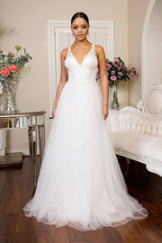 Embellished V-Neck Wedding Dress by Elizabeth K GL1901