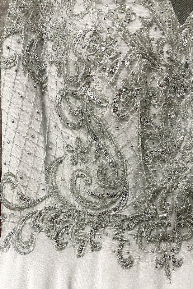 Embroidered 3/4 Sleeve Chiffon Gown by Elizabeth K GL2925