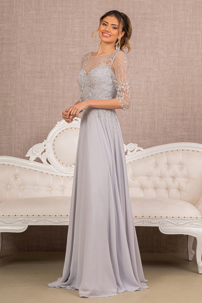Embroidered 3/4 Sleeve Gown by Elizabeth K GL3066