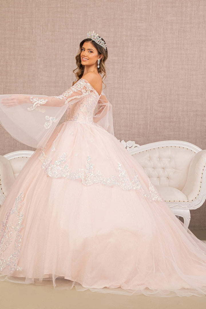 Embroidered Bell Sleeve Ball Gown by Elizabeth K GL3109