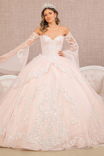 Embroidered Bell Sleeve Ball Gown by Elizabeth K GL3109