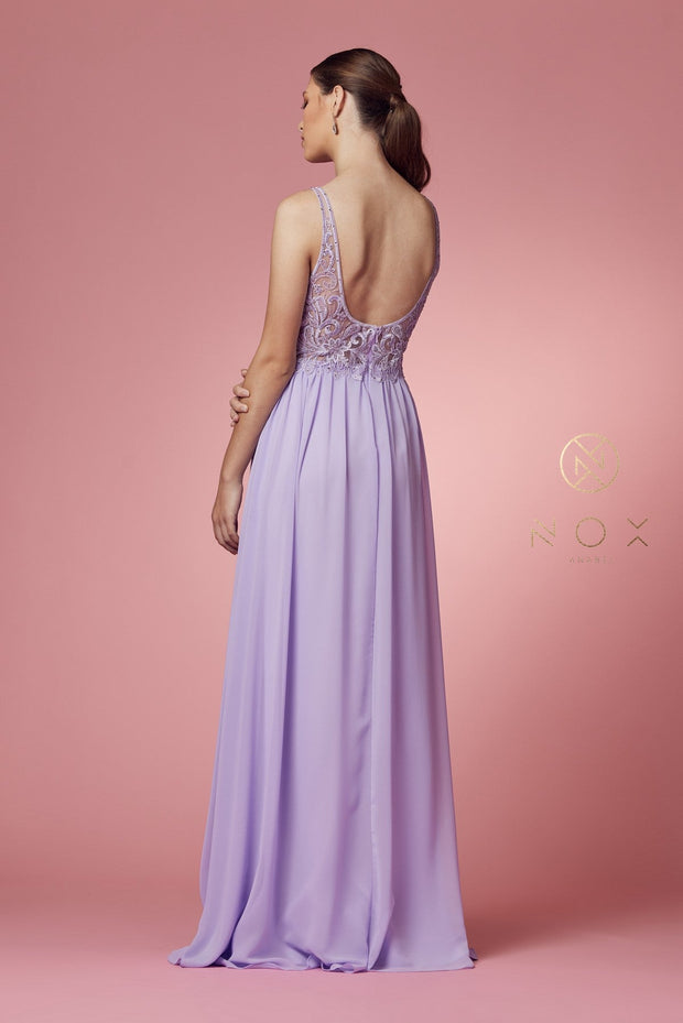 Embroidered Bodice A-line Gown by Nox Anabel Y299