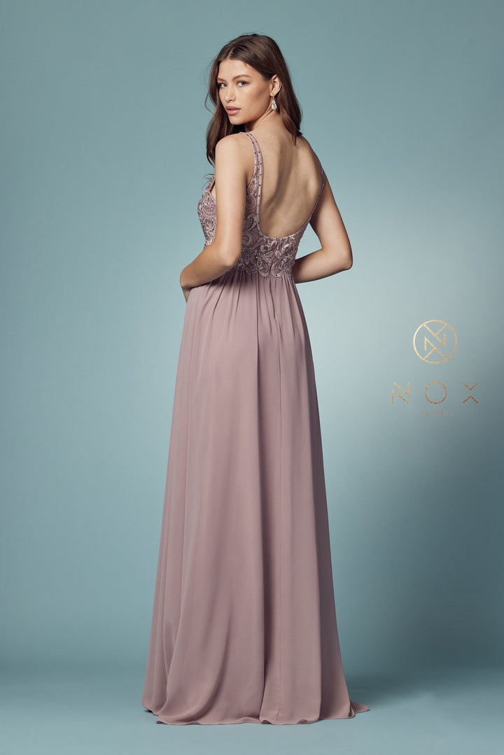 Embroidered Bodice A-line Gown by Nox Anabel Y299
