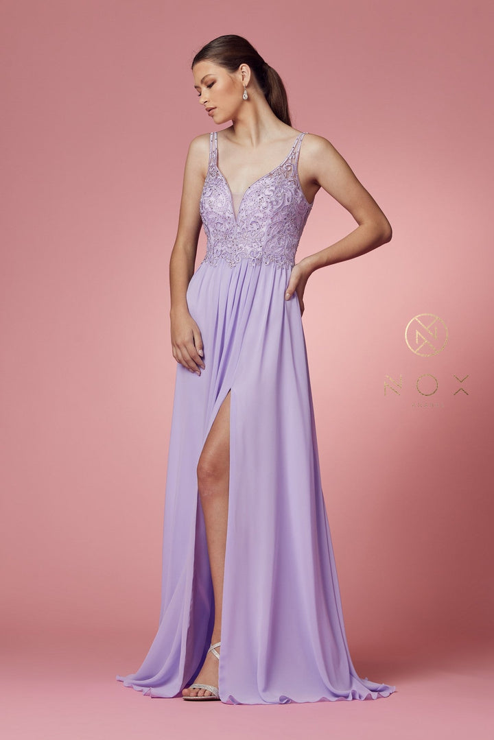 Embroidered Bodice A-line Gown by Nox Anabel Y299