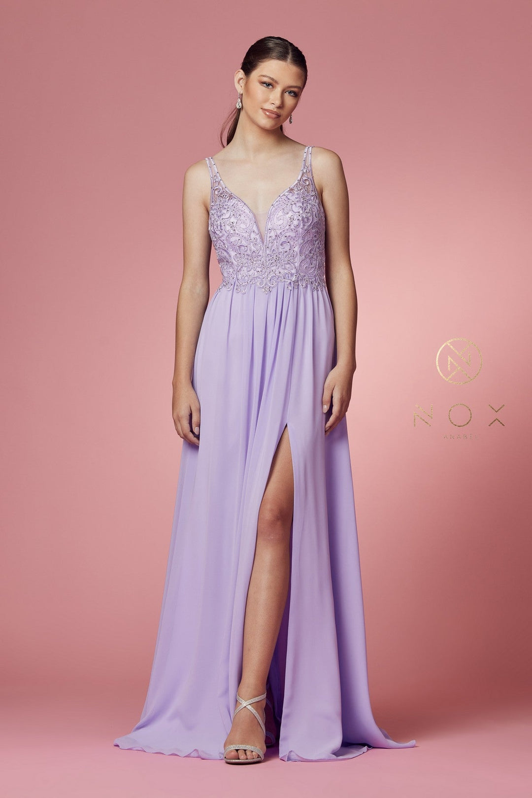 Embroidered Bodice A-line Gown by Nox Anabel Y299