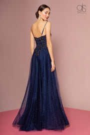 Embroidered Bodice Glitter A-line Gown by Elizabeth K GL2694-Long Formal Dresses-ABC Fashion