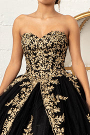 Embroidered Cape Ball Gown by Elizabeth K GL3016