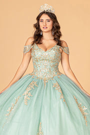 Embroidered Cold Shoulder Ball Gown by Elizabeth K GL3100