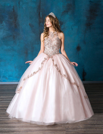 Embroidered Halter Quinceanera Dress by Calla SYL19016