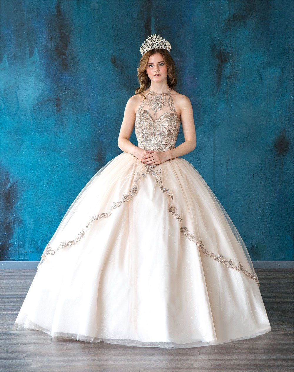 Embroidered Halter Quinceanera Dress by Calla SYL19016