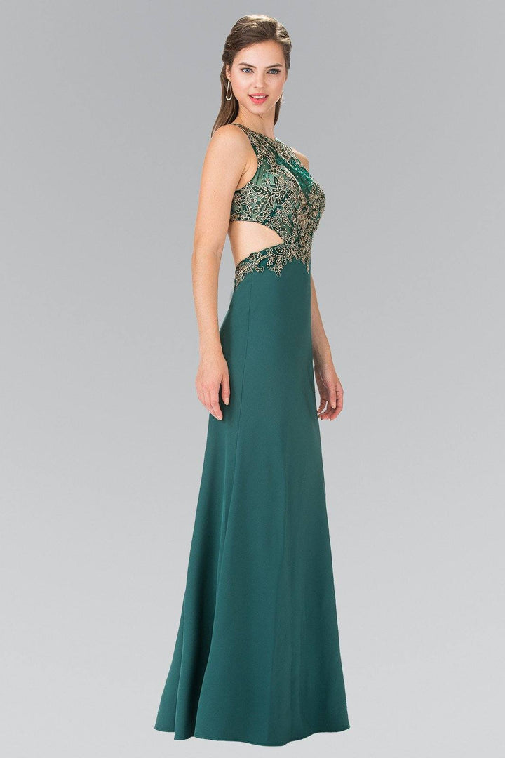 Embroidered Illusion Dress with Cutouts by Elizabeth K GL2324-Long Formal Dresses-ABC Fashion