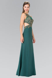 Embroidered Illusion Dress with Cutouts by Elizabeth K GL2324-Long Formal Dresses-ABC Fashion