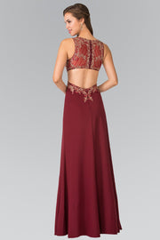 Embroidered Illusion Dress with Cutouts by Elizabeth K GL2324-Long Formal Dresses-ABC Fashion