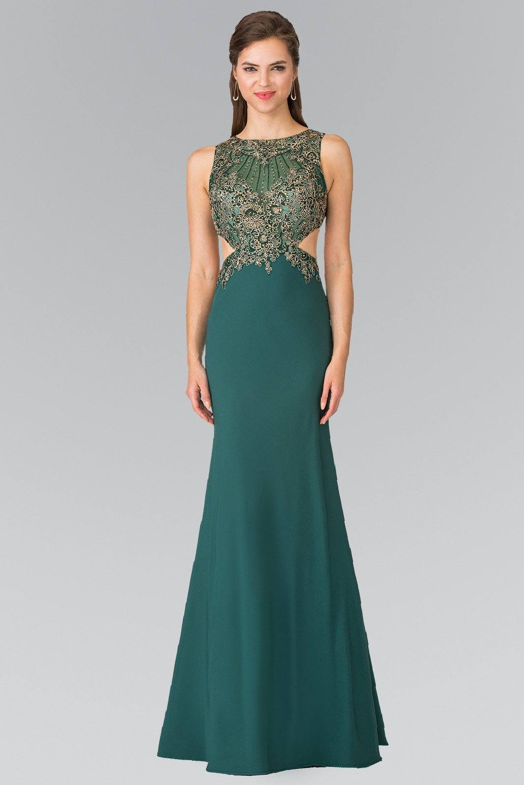 Embroidered Illusion Dress with Cutouts by Elizabeth K GL2324-Long Formal Dresses-ABC Fashion