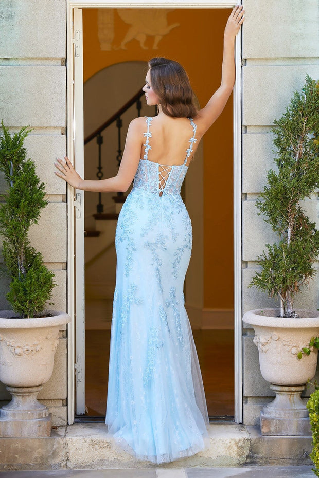 Embroidered Lace Halter Corset Gown by Adora 3146