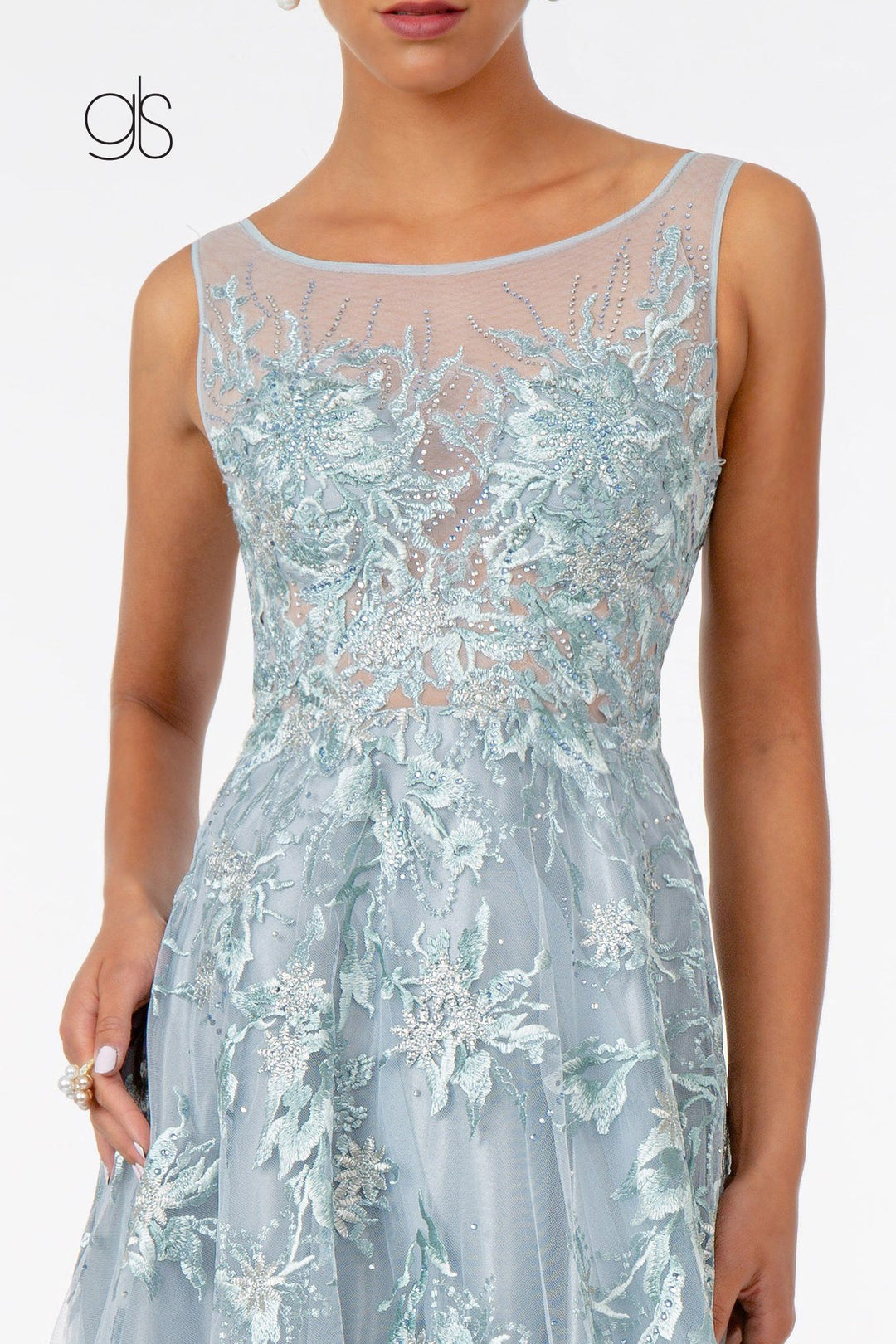 Embroidered Long A-line Sleeveless Dress by Elizabeth K GL2979