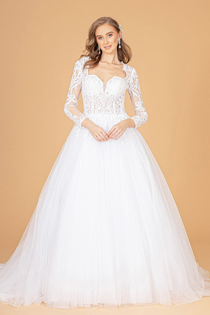Embroidered Long Sleeve Wedding Dress by Elizabeth K GL1804
