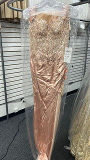 Embroidered Off Shoulder Corset Slit Gown by Adora 3132