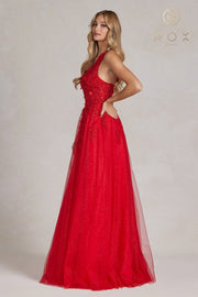 Embroidered One Shoulder Gown by Nox Anabel T1143
