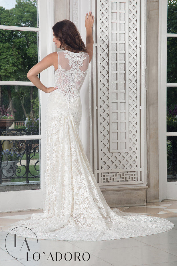 Embroidered Scoop Wedding Gown by Mary's Bridal M609