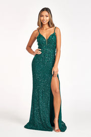 Embroidered Sequin Fitted Gown by Elizabeth K GL3055