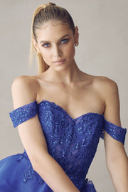 Embroidered Short Off Shoulder Dress by Juliet 880