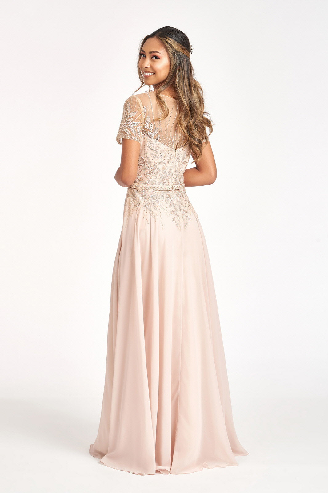 Embroidered Short Sleeve Gown by Elizabeth K GL3067