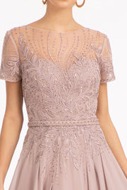 Embroidered Short Sleeve Gown by Elizabeth K GL3067
