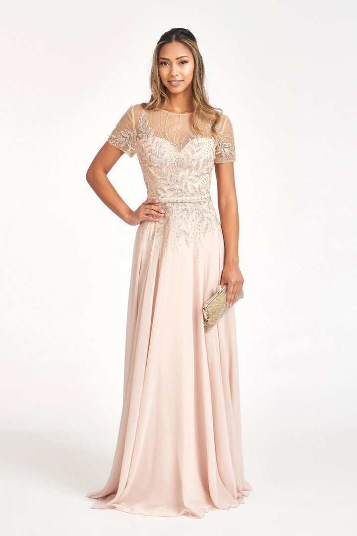 Embroidered Short Sleeve Gown by Elizabeth K GL3067