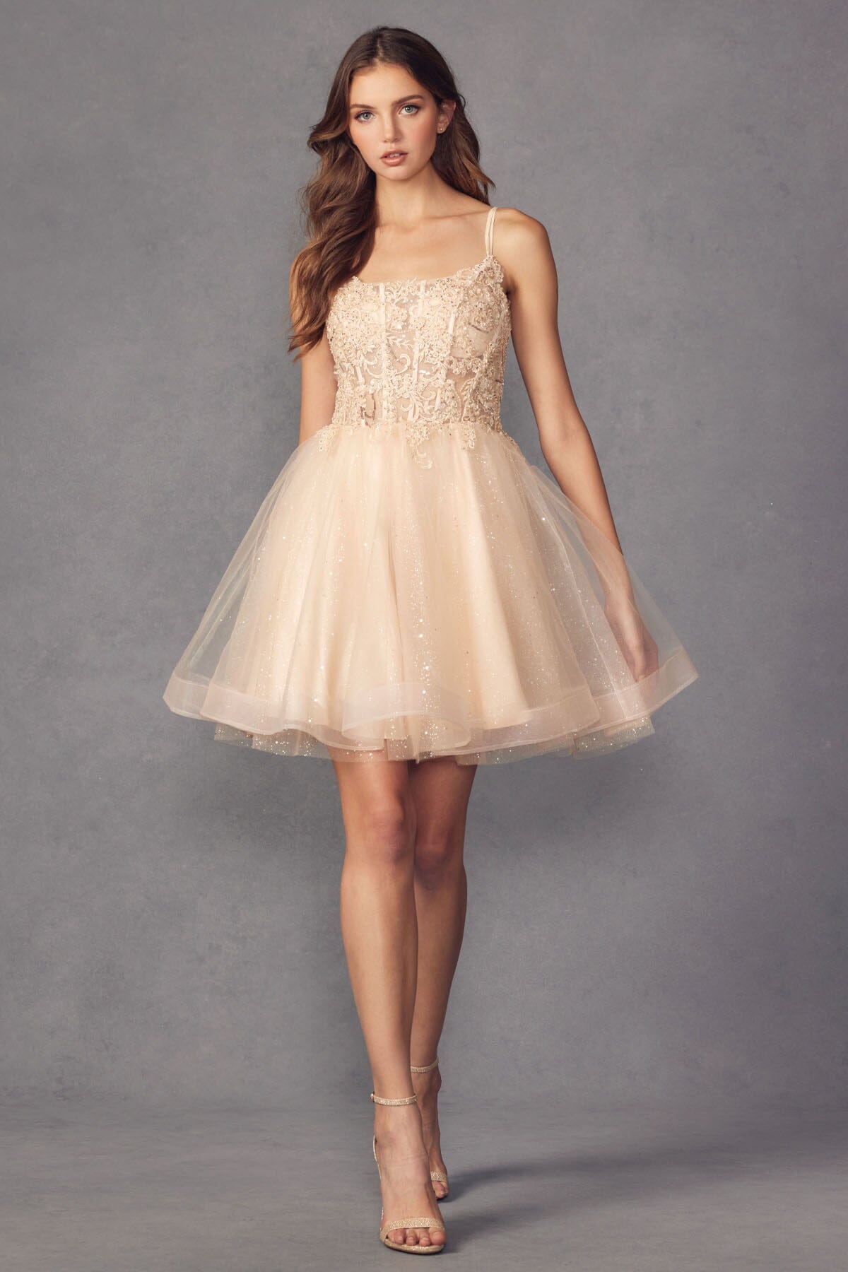 【美品】etoll.／Lame tulle chiffon dress Tadashi Shoji CDY24229L - Long Tulle Trumpet Dress