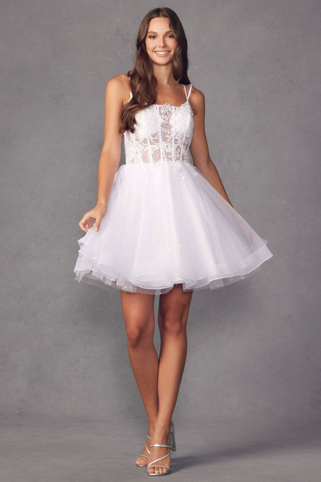 Embroidered Short Sleeveless Glitter Tulle Dress by Juliet 883 ABC Fashion Embroidered Short Sleeveless Glitter Tulle Dress by Juliet 883 ABC Fashion