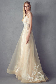 Embroidered Sleeveless Gown by Juliet 249