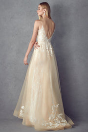 Embroidered Sleeveless Gown by Juliet 249