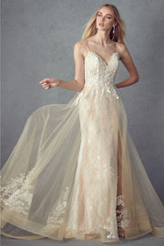 Embroidered Sleeveless Gown by Juliet 249